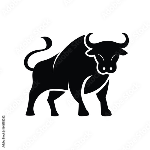 Vector of a bull on a white background.  bull silhouette icon. strength and perseverance symbol Animals.