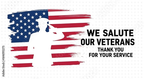 We salute our veterans thank you for your service with american flag