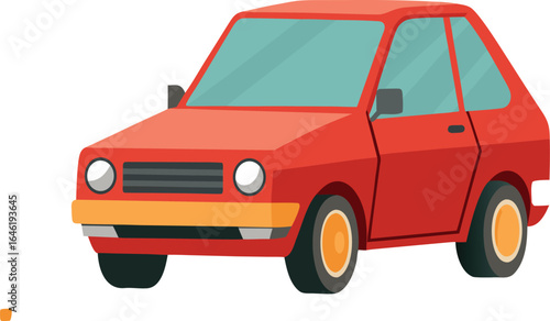 A classic red vintage toy car isolated on a white background with a retro design is a perfect vector icon for automotive and transportation projects