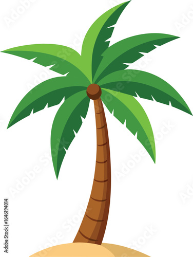 A stylized vector illustration of a tropical coconut palm tree, perfect for a summer beach vacation design