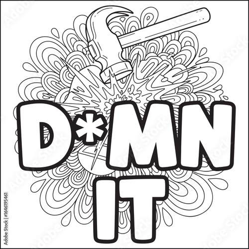 Bold and easy swear word coloring pages for adults.