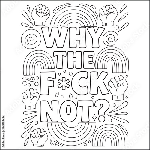 Bold and easy swear word coloring pages for adults.