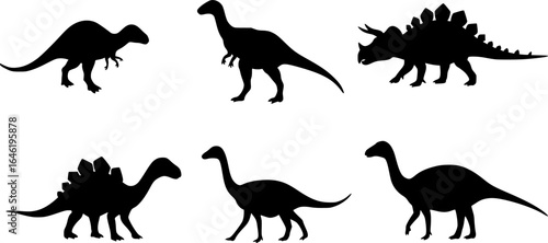 set of vector dinosaur silhouette icons
