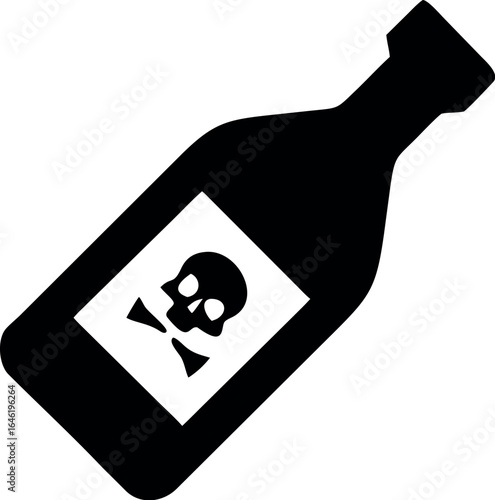 Bottle of poison or poisonous chemical toxin with crossbones label vector icon 