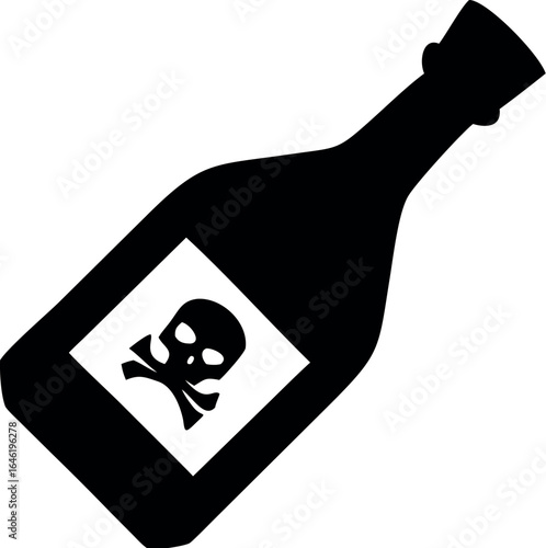 Bottle of poison or poisonous chemical toxin with crossbones label vector icon 