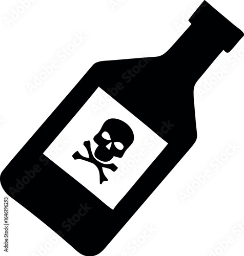 Bottle of poison or poisonous chemical toxin with crossbones label vector icon 