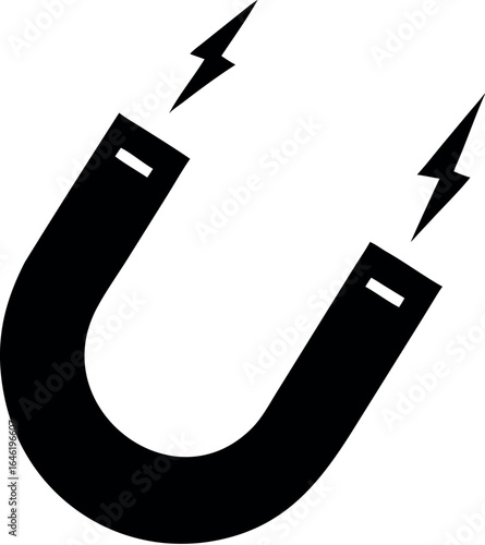 Horseshoe magnet with magnetic charge flat vector icon