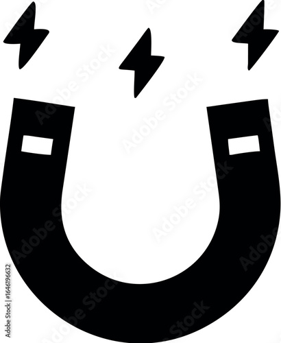 Horseshoe magnet with magnetic charge flat vector icon