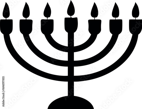 Hanukkah menorah candelabrum candles flat vector icon for holiday apps and websites