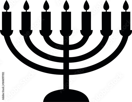 Hanukkah menorah candelabrum candles flat vector icon for holiday apps and websites