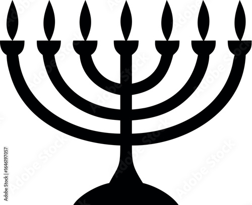 Hanukkah menorah candelabrum candles flat vector icon for holiday apps and websites