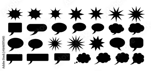 Black starburst and speech bubble shapes collection vector