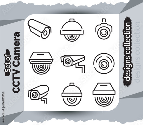 Set of CCTV Camera Designs Collection Security Surveillance Devices Modern Technology Crime Prevention