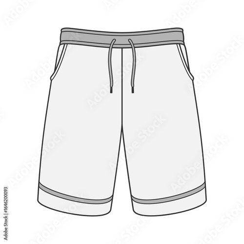 Modern white athletic shorts with grey trim and drawstring detail, perfect for active lifestyles and casual wear.