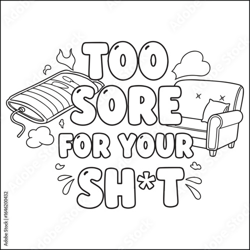 Cozy swear word. Bold and easy coloring pages for adults.