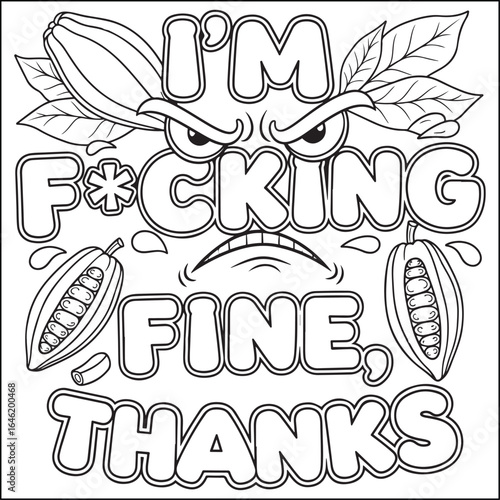 Cozy swear word. Bold and easy coloring pages for adults.