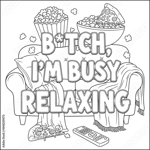 Cozy swear word. Bold and easy coloring pages for adults.