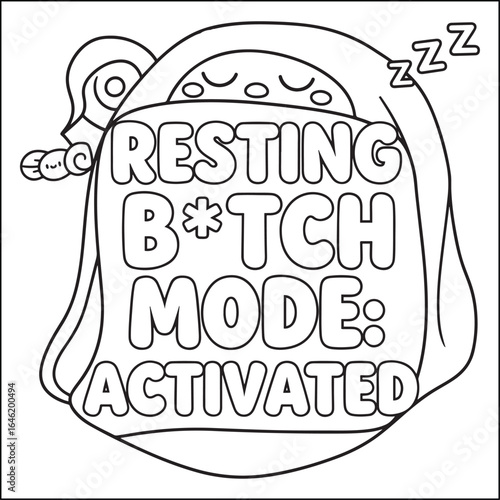 Cozy swear word. Bold and easy coloring pages for adults.