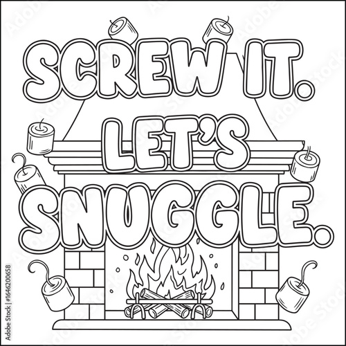 Cozy swear word. Bold and easy coloring pages for adults.