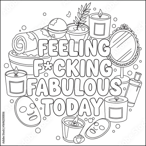 Cozy swear word. Bold and easy coloring pages for adults.