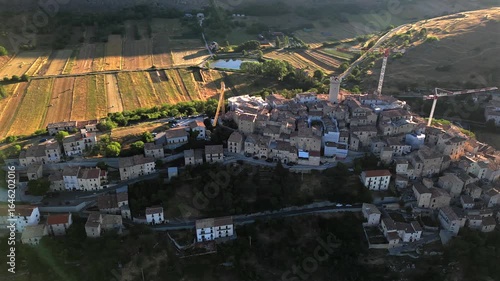Italy, July 2, 2025 — Santo Stefano di Sessanio, a charming medieval hilltop village in Abruzzo, with stone houses, narrow alleys, mountain views, and timeless atmosphere rich in history and culture.
