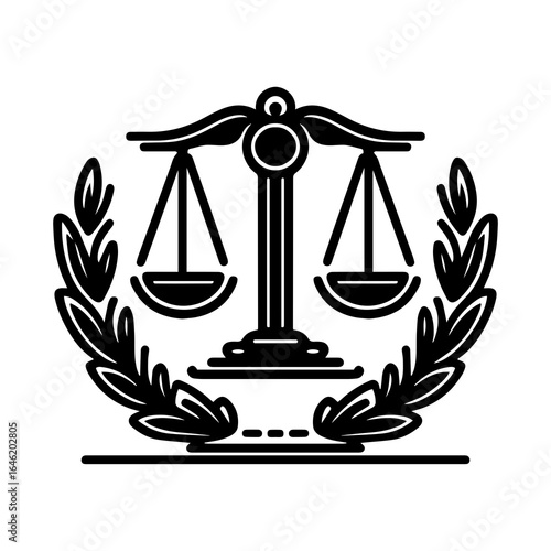 Scales of justice design with laurel wreath elements make a classic logo for law firms, legal services, or related businesses requiring a balance theme.