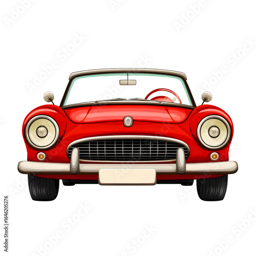 Isolated cartoon illustration of a classic red convertible, a fun and cheerful vintage sports car for a summer roadtrip