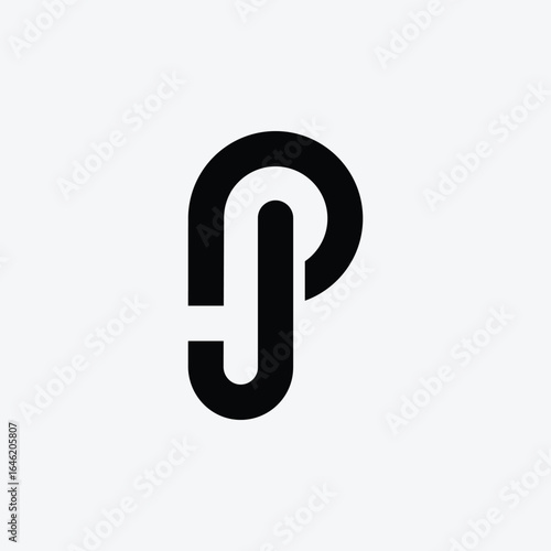 Letter Pj or Jp initial unique simple monogram logo