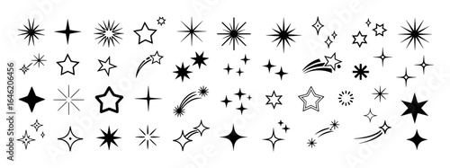 Diverse star shapes and sparkling effects collection sparkle shine