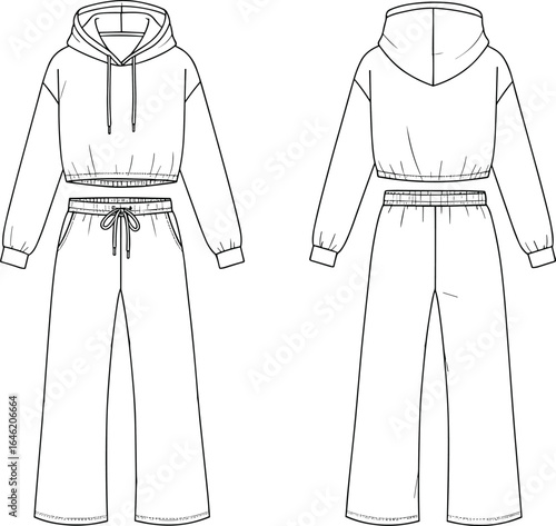 Women’s hoodie and pants set, casual loungewear outfit, comfortable two-piece tracksuit for sports and everyday fashion