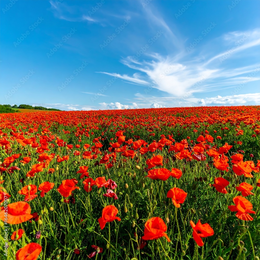 Fototapeta premium Vibrant poppy field under a summer sky