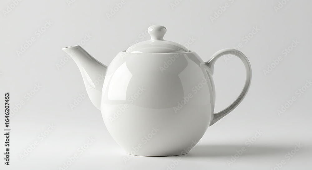 Elegant White Ceramic Teapot Isolated on White Background Ready for Tea Elegant White Ceramic Teapot Isolated on White Background Ready for Tea