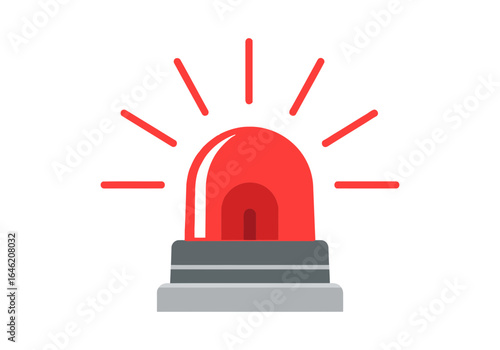 Vector art of red flashing warning light isolated on white background