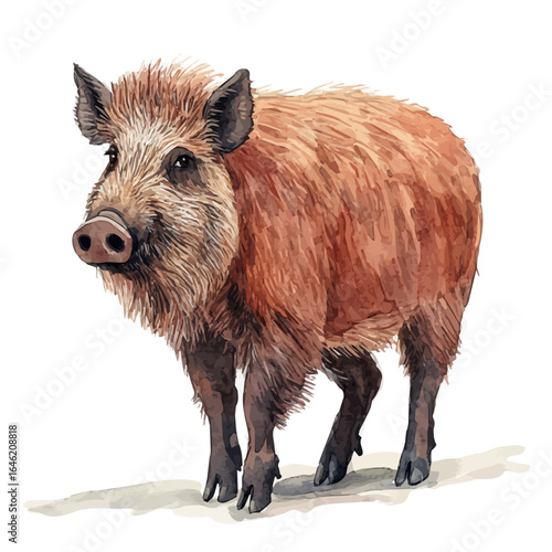 Wild Boar, watercolor illustration vector, isolated on a white background.