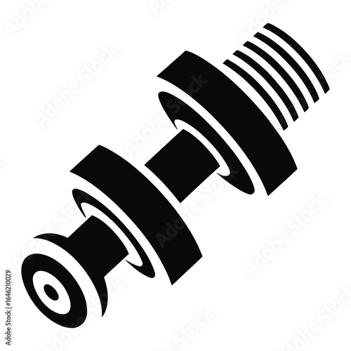 Black and White Vector Illustration of a Crankshaft, Automotive Engine Part, Mechanical Component for Vehicle Engines, Industrial Machinery, and Engine Repair Symbol