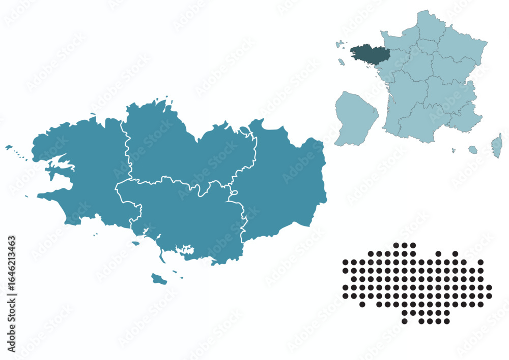 Obraz premium Set maps of Brittany province