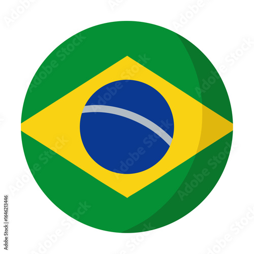 Brazilian flag in a circle with a flat design