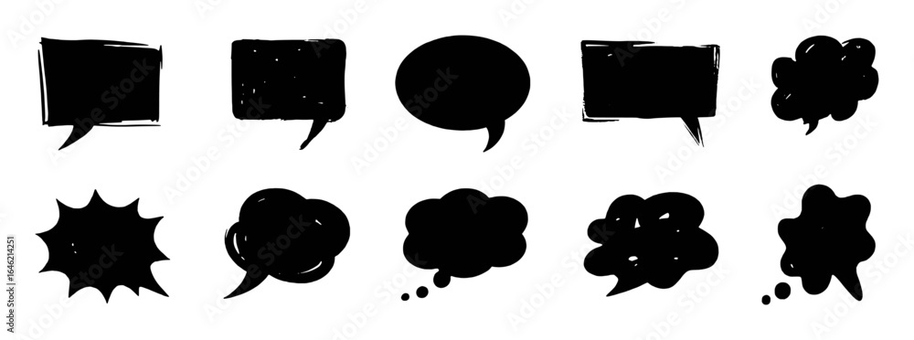 Fototapeta premium Black speech bubbles and thought bubbles collection comic talk