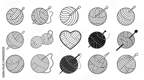 Yarn balls with needles and thread knitting