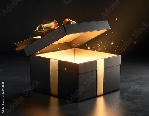 Open gift box, glowing inside