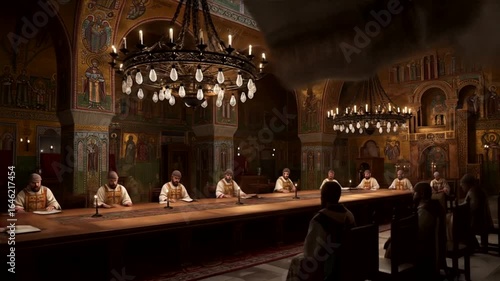 Byzantine Council: A Grand Hall of Scholars