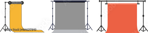 Vector Illustration of Photography Backdrop Stands with Various Colors