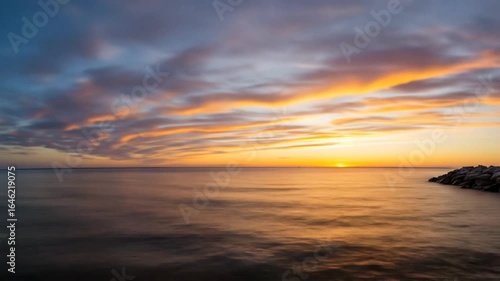 Spectacular Sunset over Calm Ocean Waters