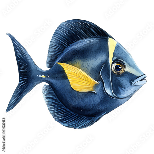 Surgeonfish, watercolor painting vector, isolated on a white background.