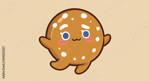 Adorable cartoon gingerbread cookie character with sweet expression