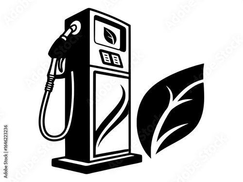 Gas pump icon with eco-friendly leaf and color palette.