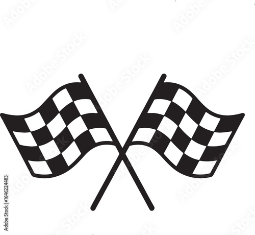 checkered flag vector illustration, Crossed Checkered Racing Flags Icon
