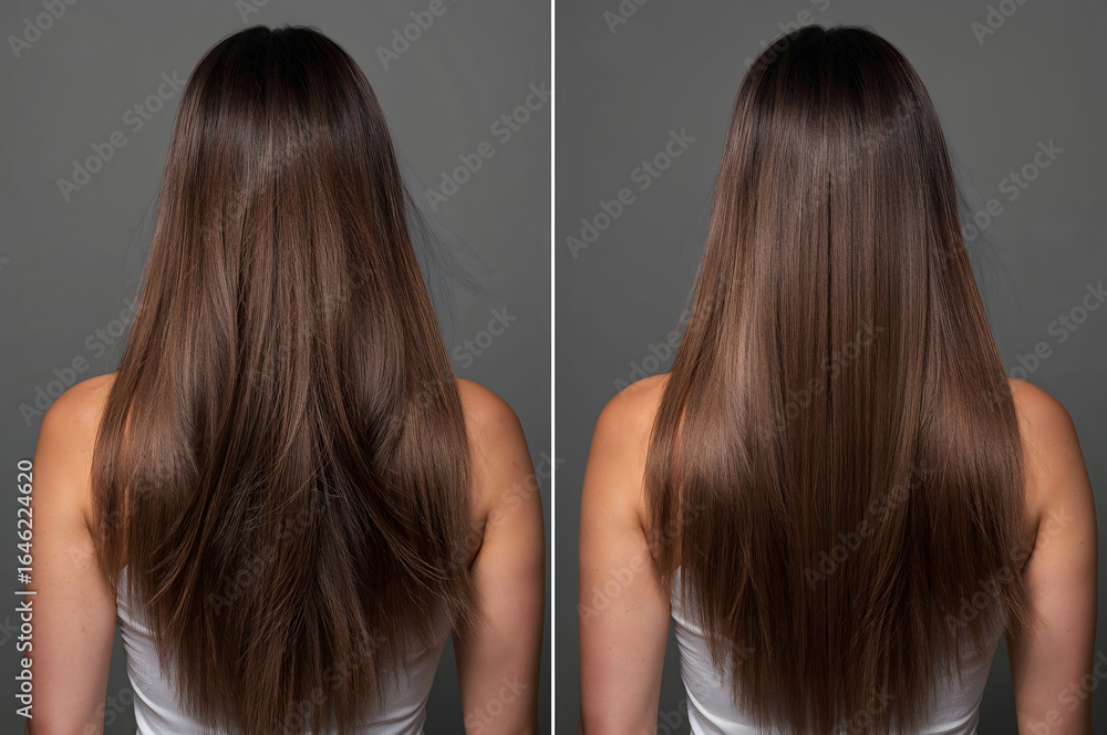 Fototapeta premium A young woman with long hair on a dark background