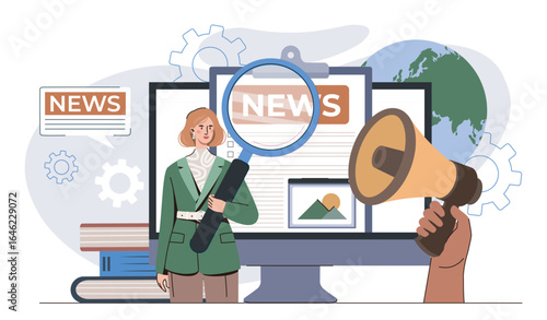 News communication and media concept. Vector illustration