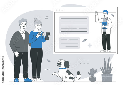 Online medical consultation concept. Vector illustration